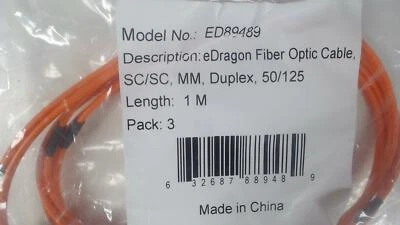Pack of 4: 1 Meter LC / LC Multimode Duplex 50/125 Fiber Optic Cable - Orange - Image 1 of 2