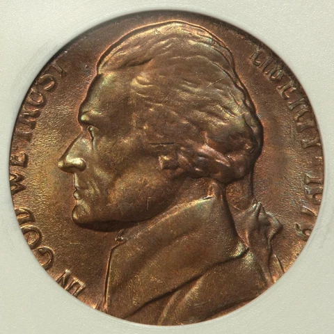 1979 ANACS MS63RB Nickel Struck On Copper Cent Planchet Mint Error Old Holder Cover