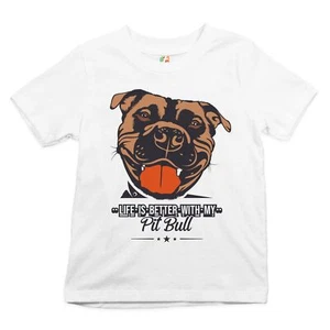 Life is Better With My Pit Bull Youth T-shirt I Love Me Dog Animal Lover Kids - Picture 1 of 29