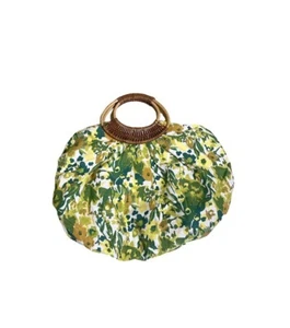 Vintage Mod Hippy Floral Purse Wicker Handle - Picture 1 of 3