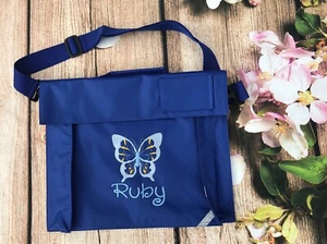 Royal blue school Book bag personalised with name or initials and choice of logo - Picture 1 of 28