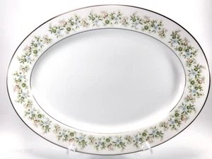 Noritake Savannah Oval Platter 13.75in White Pink Blue Green Floral Serving - Picture 1 of 7