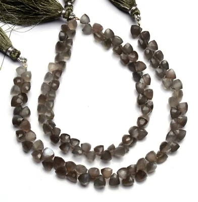 Natural Gemstone Gray Moonstone 6mm Size Faceted 3D Trillion Shape Beads 8" - Image 1 of 4