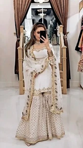 PUNJABI SHARARA PLAZZO KURTI PLAZZO SALWAR KAMEEZ TRAJES MUJER DISEÑO LISTO PARA USAR - Imagen 1 de 8