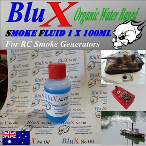 BluX Water Based Organic Super Smoke Fluid 100 ml Model Boat Tank Trains Trucks  - Picture 1 of 8