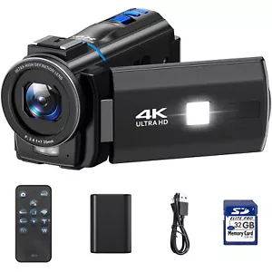 Videokamera 4K Camcorder 48MP 3.0-Zoll Touchscreen IR Nachtsicht 16X Digitalzoom - Bild 1 von 8
