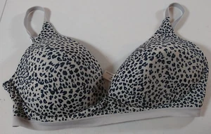 Ellen Tracy Bra  Womens 36D Gray Blue Leopard Print Plunge  Adjustable Strap - Picture 1 of 8