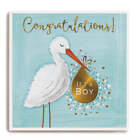 Congratulations It's a Boy Greeting Card - Janie Wilson Illustrated Foil Design