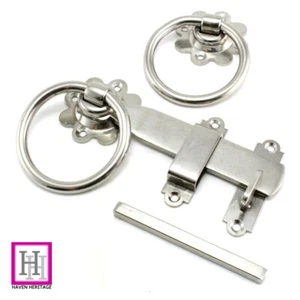 PLAIN RING GATE Latch Set 6" STAINLESS STEEL Door Garden Catch Quality Metal - Picture 1 of 7