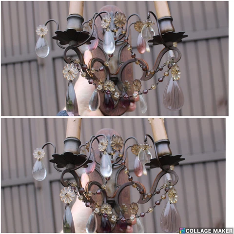 PAIR antique French wood murano glass drops Wall lights sconces Cover