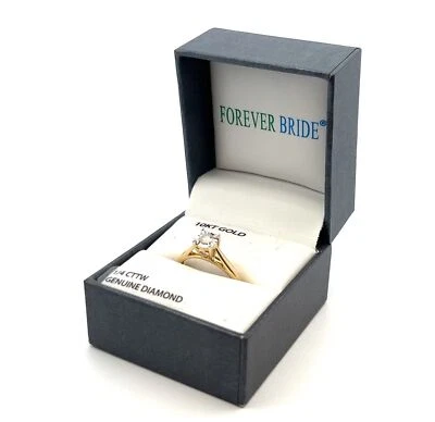 Anillo Forever Bride de oro amarillo de 10 quilates y diamantes genuinos 1/4 CTTW tamaño: 7 - 2,3 g Foto 1 de 4