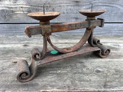 Chandelier Fer Forgé Ancien Art Populaire Vintage 1950 - Photo 1/2