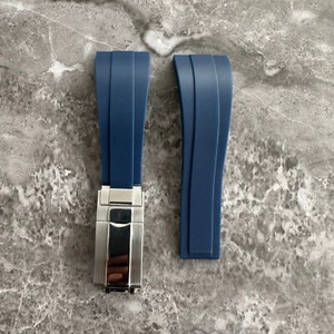 Premium Qualität 22 mm Ansatz blau Silikon Kautschuk OYSTERFLEX Uhrenarmband Band - Bild 1 von 11