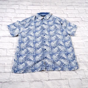 Nat Nast Seide Baumwolle Blau Blumen Hawaii Kurzarm Herren Hemd M Medium - Bild 1 von 12