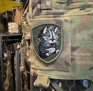 Ukrainian Military Morale Patch Evil Cat – Embroidered Tactical Badge Chevron - Picture 1 of 16