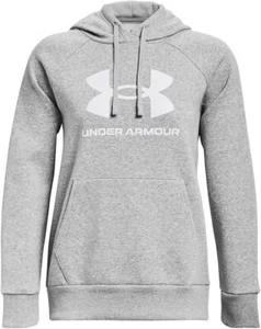 NEW Women's Under Armour Fleece Big Logo Hoodie Gray White Size Small MSRP $55 - Picture 1 of 11
