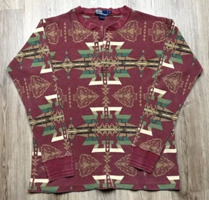 Ralph Lauren Polo Sportsman Thermal Waffle Aztec Western Henley Indian Shirt - Picture 1 of 12