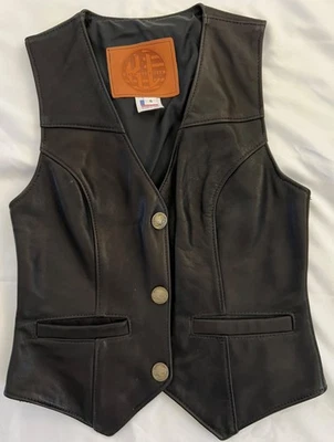 Кожаный женский байкерский жилет Kerr размер 6 в отличном состоянии - Изображение 1 из 3