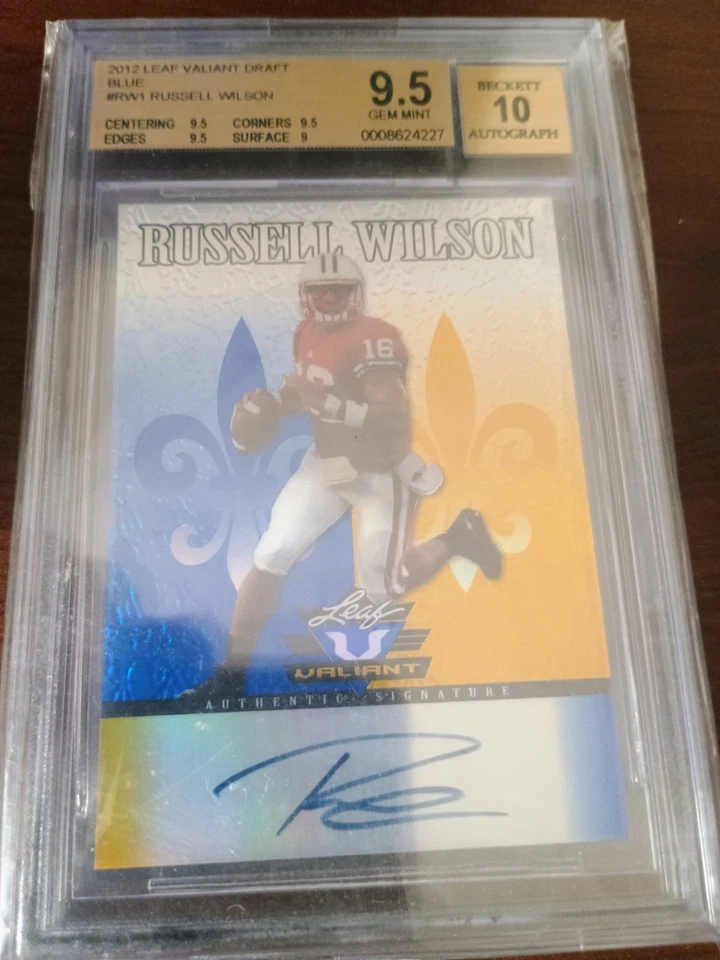 Leaf Valiant Russell Wilson 2012 azul automático BGS 9,5 10 automático Foto 1 de 2