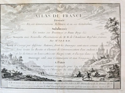 Portada antigua grabada Desnos Atlas de France 1775 París original Foto 1 de 4