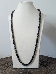 Mens Long Wheat Chain Necklace Black Stainless Steel Spiga Necklace for Men New - Picture 1 of 6