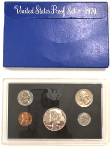 1970 US Proof Set OGP 5 Coin Set 40% Kennedy Half Dollar - Picture 1 of 2