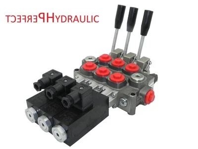 Hydraulic valve hydraulic distributor electric + lever 3 sections Q45 60L 24V ex - Image 1 of 4