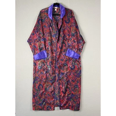 Bata Larga Vintage Victoria's Secret Etiqueta Dorada Paisley Mujer M/L Satén Transparente Años 90 Foto 1 de 4