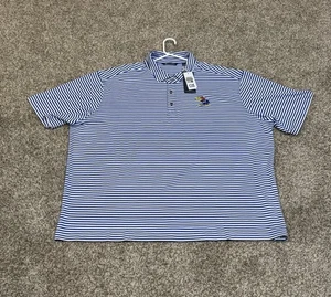 MENS 3XL Striped Blue Kansas Jayhawks Cutter & Buck Short Sleeve Polo Shirt NWT - Picture 1 of 2