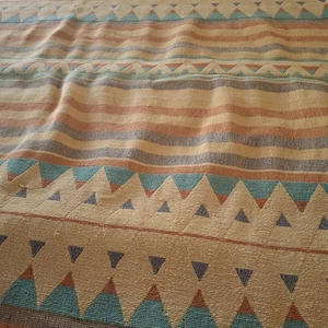 100% Cotton Woven Heavy Blanket/Rug yellow orange green 89Wx105L - Picture 1 of 7