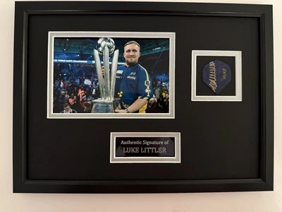 Luke Littler Hand Signed Darts Flight Mounted Frame With Engraved Plaque - Image 1 of 3
