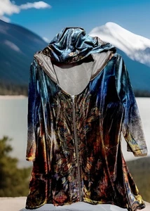 Oneworld Top 1X Chaqueta Camisa Chaqueta Cachicha Pana Elastizada Tejido Sublimado Cremallera - Imagen 1 de 5