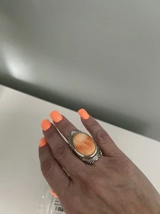 Southwest Elements Sterlingsilber und Ornage Spint Austernring, Größe 6, NEU - Bild 1 von 7