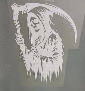Grim Reaper Vinyl Decal | Gothic Skull Death Scythe for Car | Laptop | Wall - Picture 1 of 6