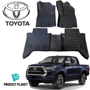 Fit Toyota Hilux 2022 On Automatic Heavy Duty Black Rubber Floor Mats – Full Set - Picture 1 of 7
