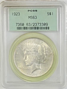 1923 Peace Silver Dollar MS63 PCGS - Picture 1 of 2