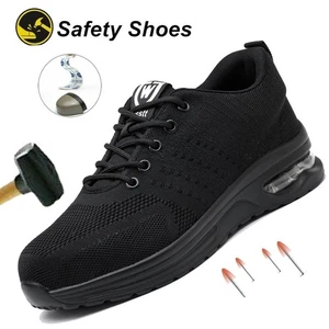 Lightweight Breathable Safety Sneaker Mens Non Slip Work Shoes Steel Toe Boots - Picture 1 of 28