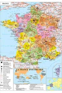 59x84cm 42x59cm Mappa da Parete della Francia Wall Chart Stampa Francese Poster Educativo - Foto 1 di 15