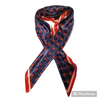 Silk Head Scarf 35" Square Colorful Scarf - Image 1 of 4