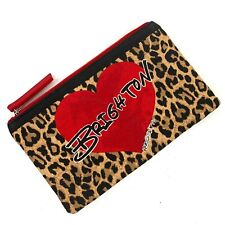 Brighton 2020 Leopard Heart Canvas Zippered Pouch / Cosmetic Makeup Bag NEW