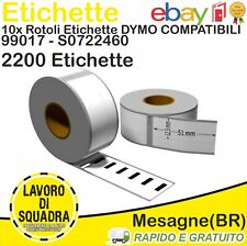 10 Rotoli Etichette Compatibili Dymo 99017 S0722460 51x12,5 mm LabelWriter 2200