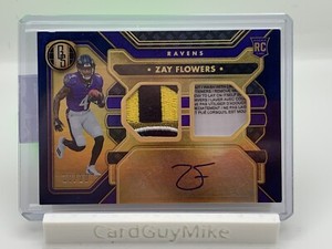 2023 gold Standard Zay Flowers 10/10 Auto Dual Patch Laundry Tag Ravens