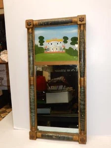 ANTIQUE  FEDERAL FAUX FINISH WALL MIRROR CIRCA 1830 - Picture 1 of 7