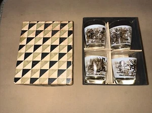 Retro Vintage Whimsy 1950’s Shot Glasses Set Of 4 Humorous Sayings Original Box - Picture 1 of 3