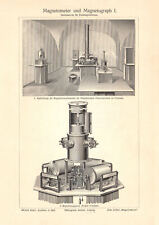 Magnetometer & Magnetograph I. - II. historischer Druck Holzstich ca. 1906 Bild