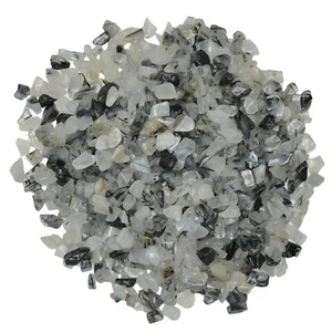 3 lbs of Tumbled Black Rutilated Quartz Natural Rock Chips - Picture 1 of 1