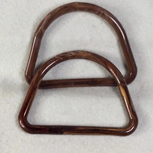 1 Set 4 1/4” X 5 1/2” Brown Swirl Plastic Handbag Handles NEW - Picture 1 of 4