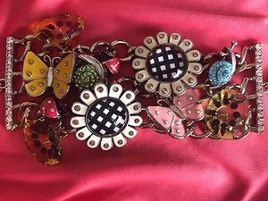 Pulsera de jardín Betsey Johnson con patrón de chinche caracol mariposa caracol a cuadros - Imagen 1 de 7