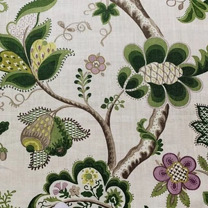 Sanderson Curtain Fabric ROSLYN GREEN 0.68m Linen Floral - Picture 1 of 10