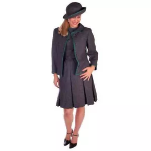 Nina Ricci Paris Couture VTG 1950s Gray Wool Dress Suit /Hat Sz S 36-25-38 - Picture 1 of 10